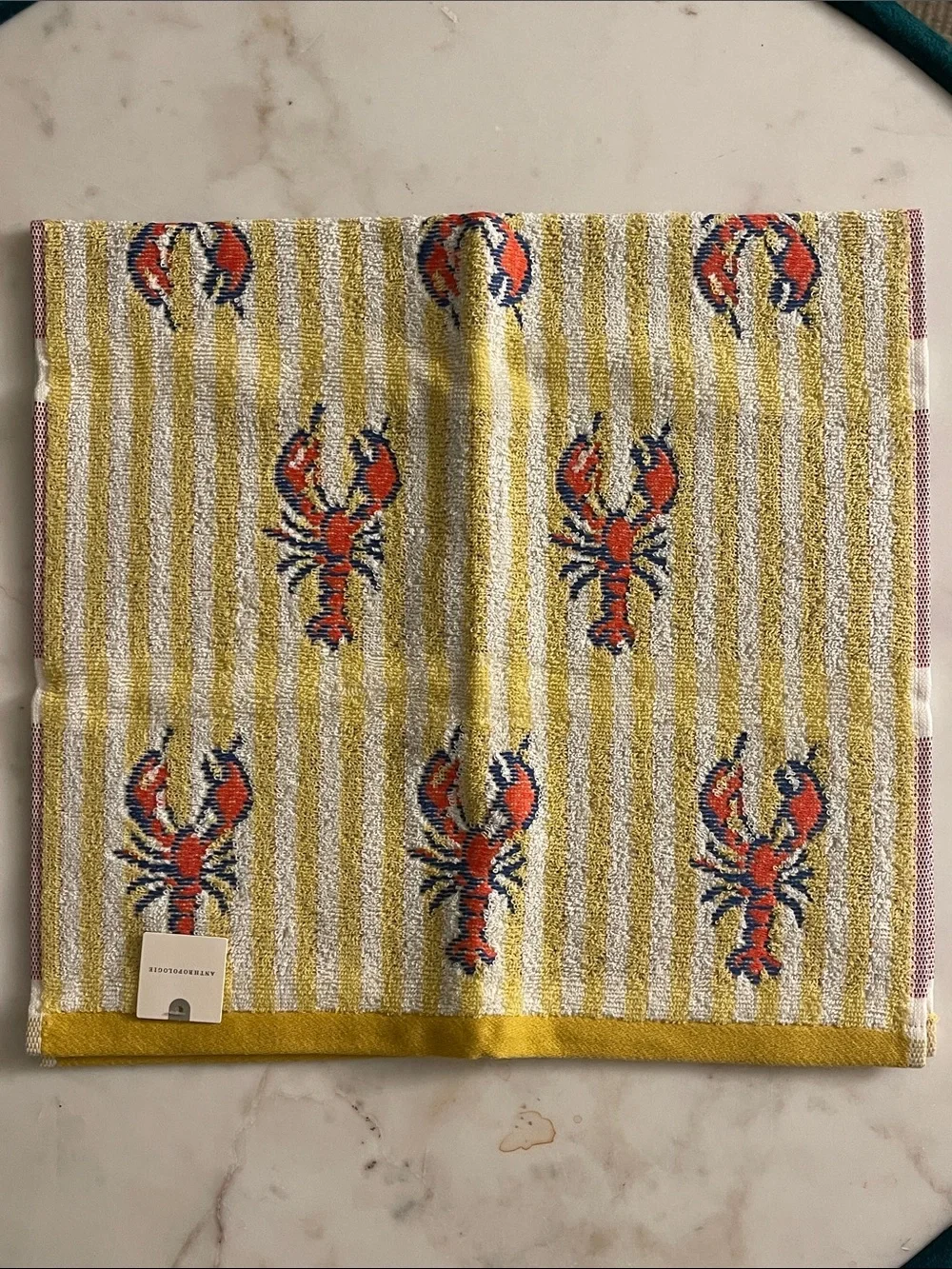 Striped Lobster Cotton Icon  Hand Towel from Anthropologie